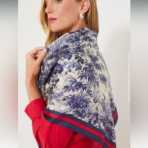 Tuckernuck Stonewash Cypress Toile Medium Silk Scarf NWT